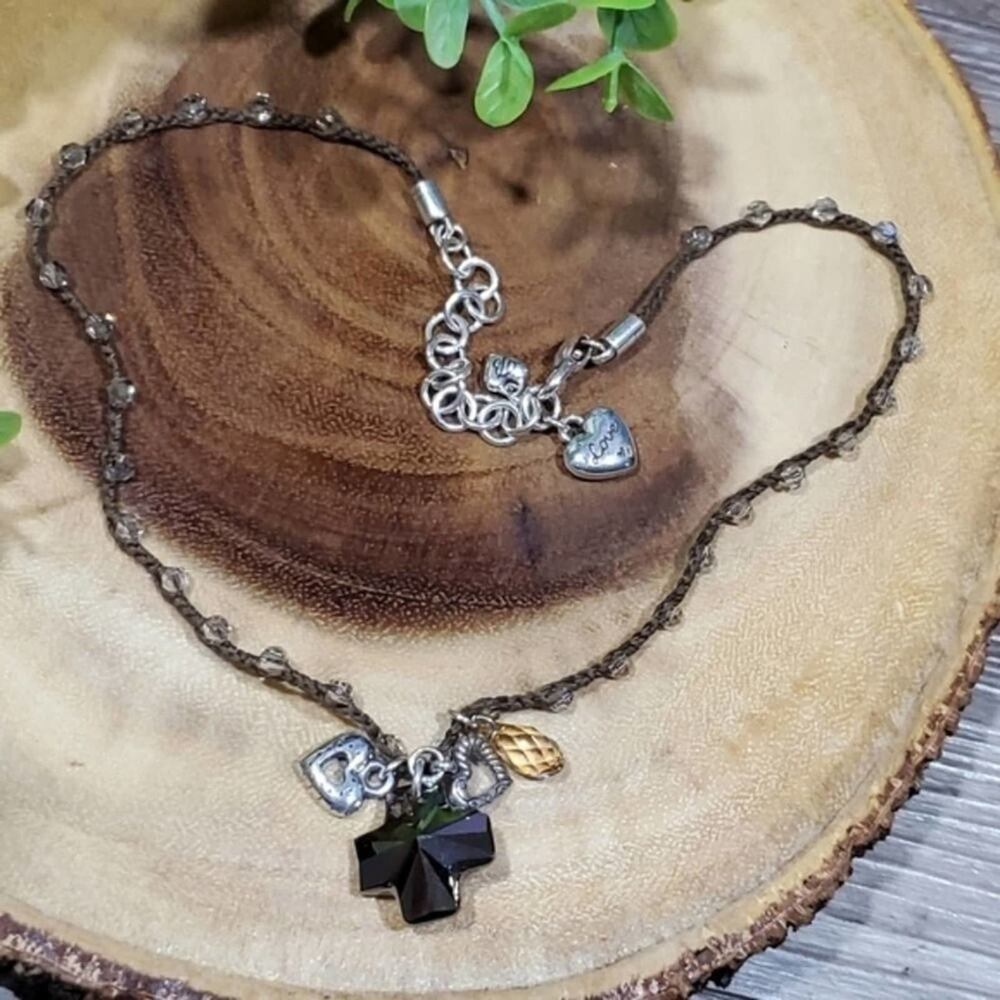 BRIGHTON Karma beaded charm heart cross necklace